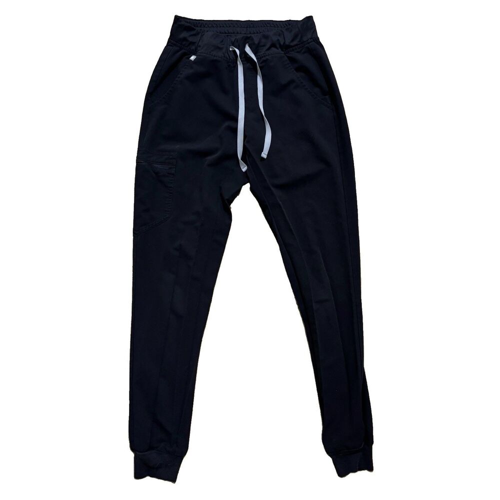 FIGS Zamora Jogger Scrub Pants Women’s XS Tall Black Technical Stretch